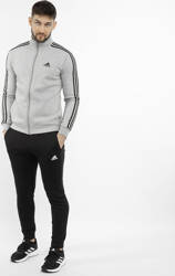 Dres męski adidas Basic 3-Stripes Fleece szaro-czarny IA3073