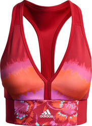 Stanik sportowy damski adidas Farm All-Over-Print Bra Top Aeroready czerwony GM7144