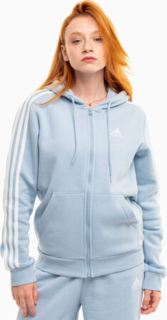 Bluza damska adidas Essentials 3-Stripes Full-Zip Fleece błękitna IR6076