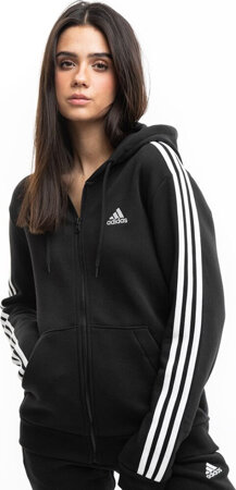 Bluza damska adidas Essentials 3-Stripes Full-Zip Fleece czarna HZ5743