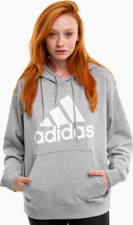 Bluza damska adidas Essentials Big Logo Oversized French Terry Hoodie szara IC9865