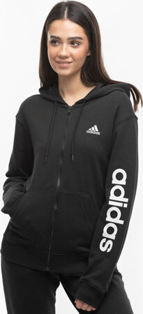 Bluza damska adidas Essentials Linear Full-Zip French Terry Hoodie czarna IS2072