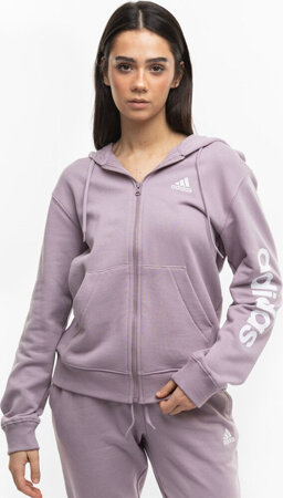 Bluza damska adidas Essentials Linear Full-Zip French Terry Hoodie fioletowa IS2073