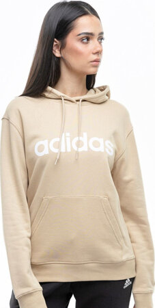 Bluza damska adidas Essentials Linear Hoodie beżowa IS2083