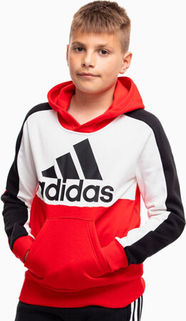 Bluza dla dzieci adidas Colorblock Fleece Hoodie czerwona HC5657