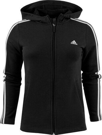 Bluza dla dzieci adidas Essentials 3-Stripes Full-Zip Hoodie czarna IC3634