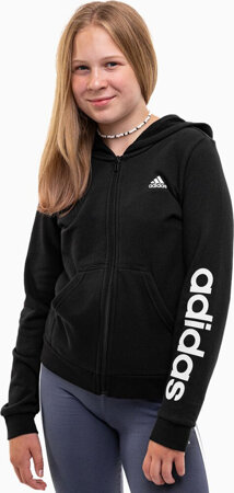 Bluza dla dzieci adidas Essentials Linear Logo Full-Zip Hoodie czarna IC3584