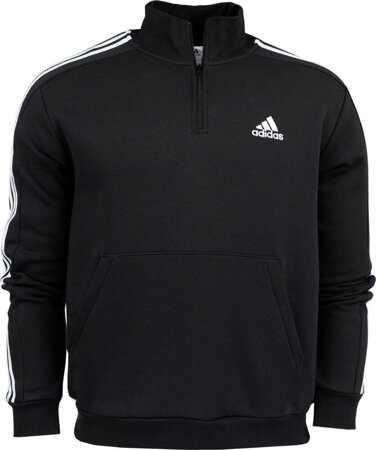 Bluza męska adidas Essentials Fleece 3-Stripes 1/4-Zip czarna HZ6235