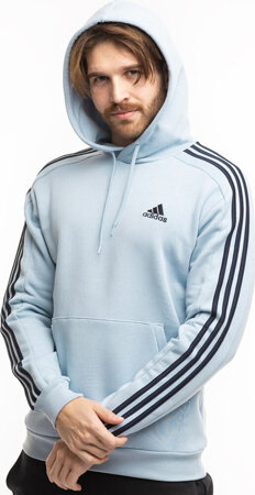 Bluza męska adidas Essentials Fleece 3-Stripes Hoodie błękitna IS0004