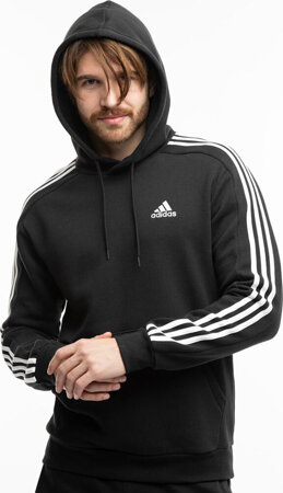 Bluza męska adidas Essentials Fleece 3-Stripes Hoodie czarna IB4028