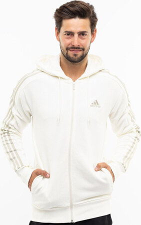 Bluza męska adidas Essentials French Terry 3-Stripes Full-Zip Hoodie ecru S1373