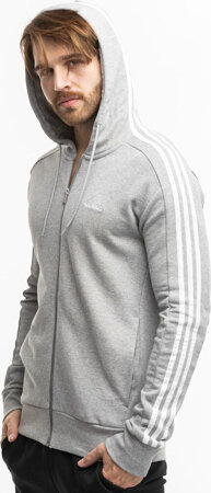 Bluza męska adidas Essentials French Terry 3-Stripes Full-Zip Hoodie szara IC9833