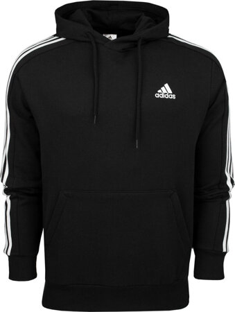 Bluza męska adidas Essentials French Terry 3-Stripes Hoodie czarna IC0435