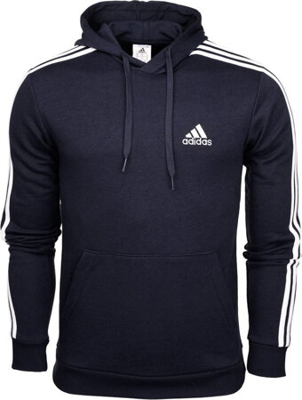 Bluza męska adidas Essentials French Terry 3-Stripes Hoodie granatowa IC0436