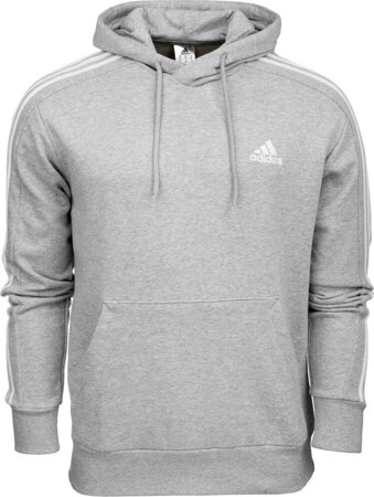 Bluza męska adidas Essentials French Terry 3-Stripes Hoodie szara IC0437