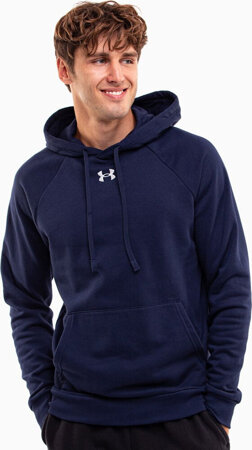 Bluza z kapturem kangurka męska Under Armour Rival Fleece Hoodie granatowa 1379757 410