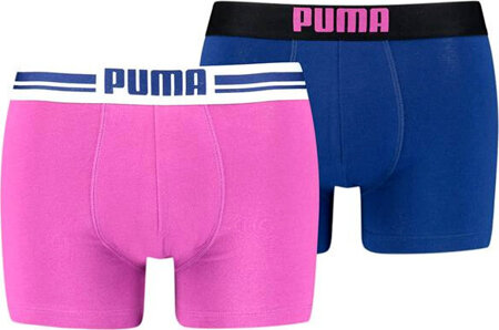 Bokserki męskie Puma Placed Logo Boxer 2P różowe, niebieskie 906519 11