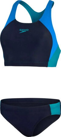 Damski strój kąpielowy Speedo COLBL SPL 2PC AF true navy/bondi blue/aquarium rozmiar 36