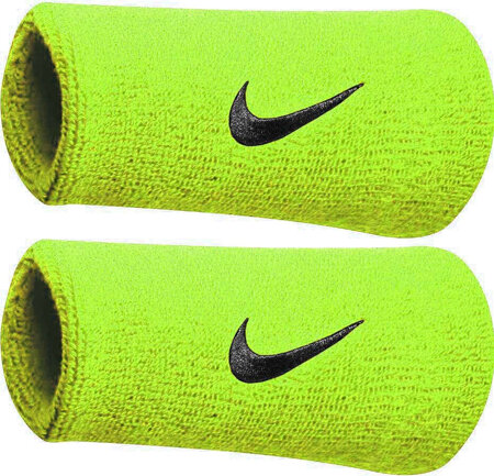 Frotka na rękę szeroka Nike Swoosh Doublewide Wristbands limonkowe 2szt NNN05710