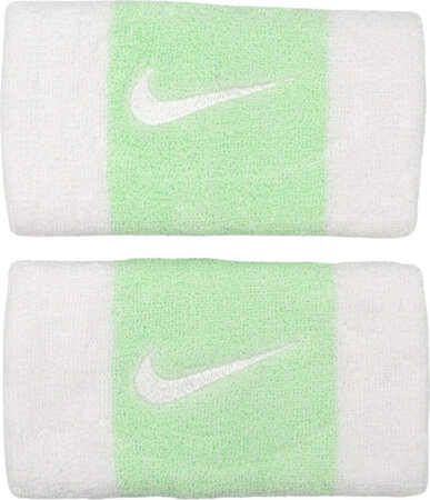 Frotki na nadgarstek Nike Swoosh Doublewide Wristbands 2 szt. biało-zielone N0001586117OS