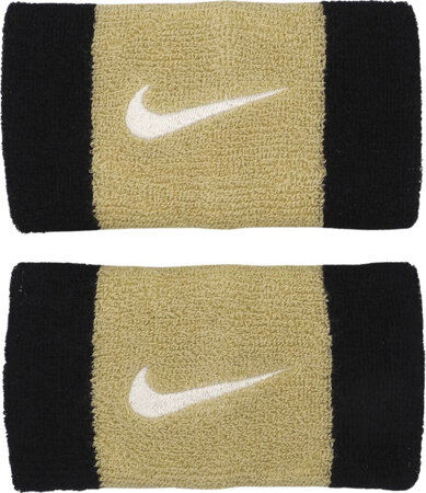 Frotki na nadgarstek Nike Swoosh Doublewide Wristbands 2 szt. czarno-złote N0001586055OS