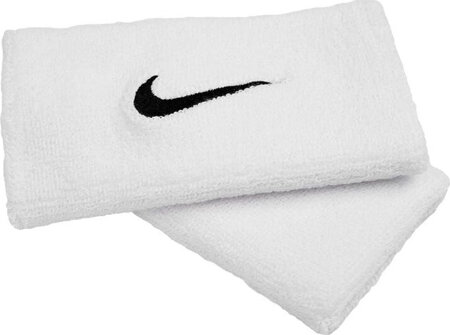 Frotki na nadgarstek Nike szerokie Swoosh Doublewide białe 2szt NNN05101OS/NNN05116OS