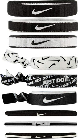 Gumki do włosów Nike Mixed Ponytail Holders 9 szt. czarno-białe N0003537036OS