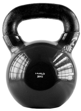 Kettlebell żeliwny pokryty winylem HMS KNV28 czarny 28 KG