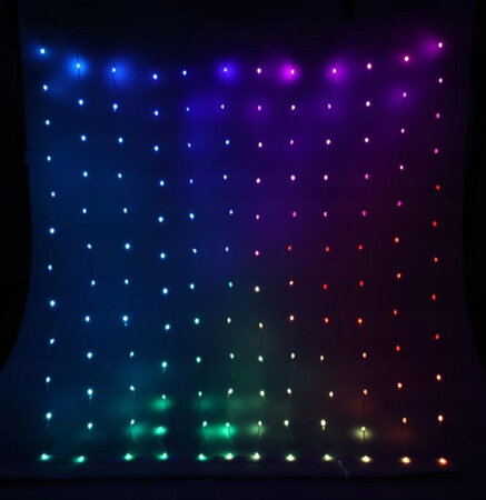 Lampki choinkowe kurtyna świetlna zewętrzne wewnętrzne 400 diod LED RGB z pilotem 200x200cm