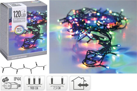 Lampki choinkowe łańcuch świetlny 120 LED multikolor