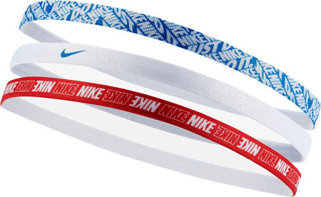 Opaski na włosy Nike Printed Headbands 3 szt. niebieska, biała, czerwona N0002560495OS