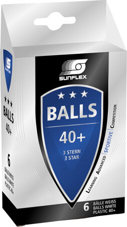 Piłeczki do ping ponga Sunflex Balls 3-Star białe 6 szt. 23603