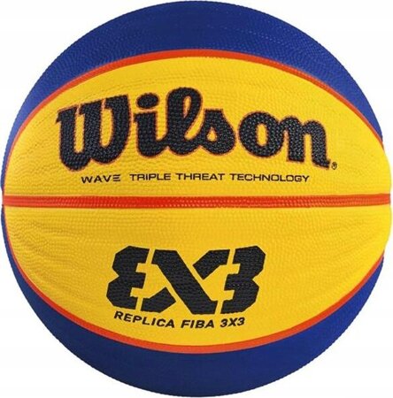 Piłka do koszykówki koszykowa Wilson Fiba 3x3 replica RBR żółto-niebieska WTB1033XB