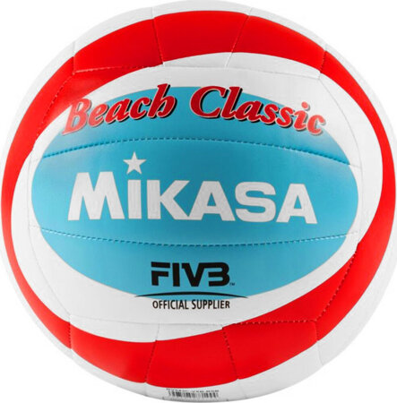 Piłka siatkowa plażowa Mikasa Beach Classic biało-czerwono-niebieska BV543C-VXB-RSB