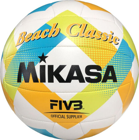 Piłka siatkowa plażowa Mikasa Beach Classic biało-żółto-niebieska BV543C-VXA-LG