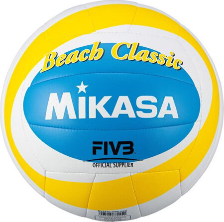 Piłka siatkowa plażowa Mikasa Beach Classic biało-żółto-niebieska BV543C-VXB-YSB