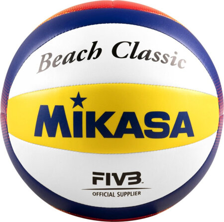 Piłka siatkowa plażowa Mikasa Beach Classic biało-żółto-niebieska BV552C-WYBR