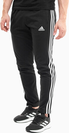 Spodnie męskie adidas Essentials Single Jersey Tapered Open Hem 3-Stripes czarne IC0044