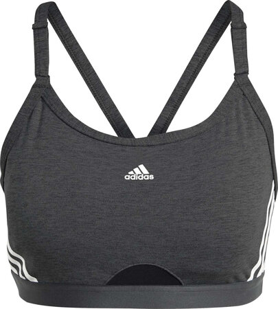 Stanik damski adidas Aeroreact Training Light-Support 3-Stripes Bra ciemnoszary HC7870