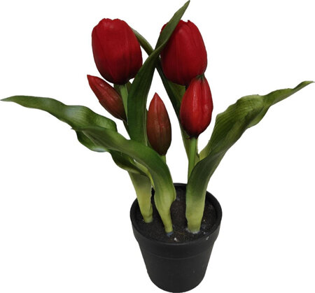 Tulipany w doniczce 5 szt czerwone 23cm jak żywe dekoracja wiosenna 